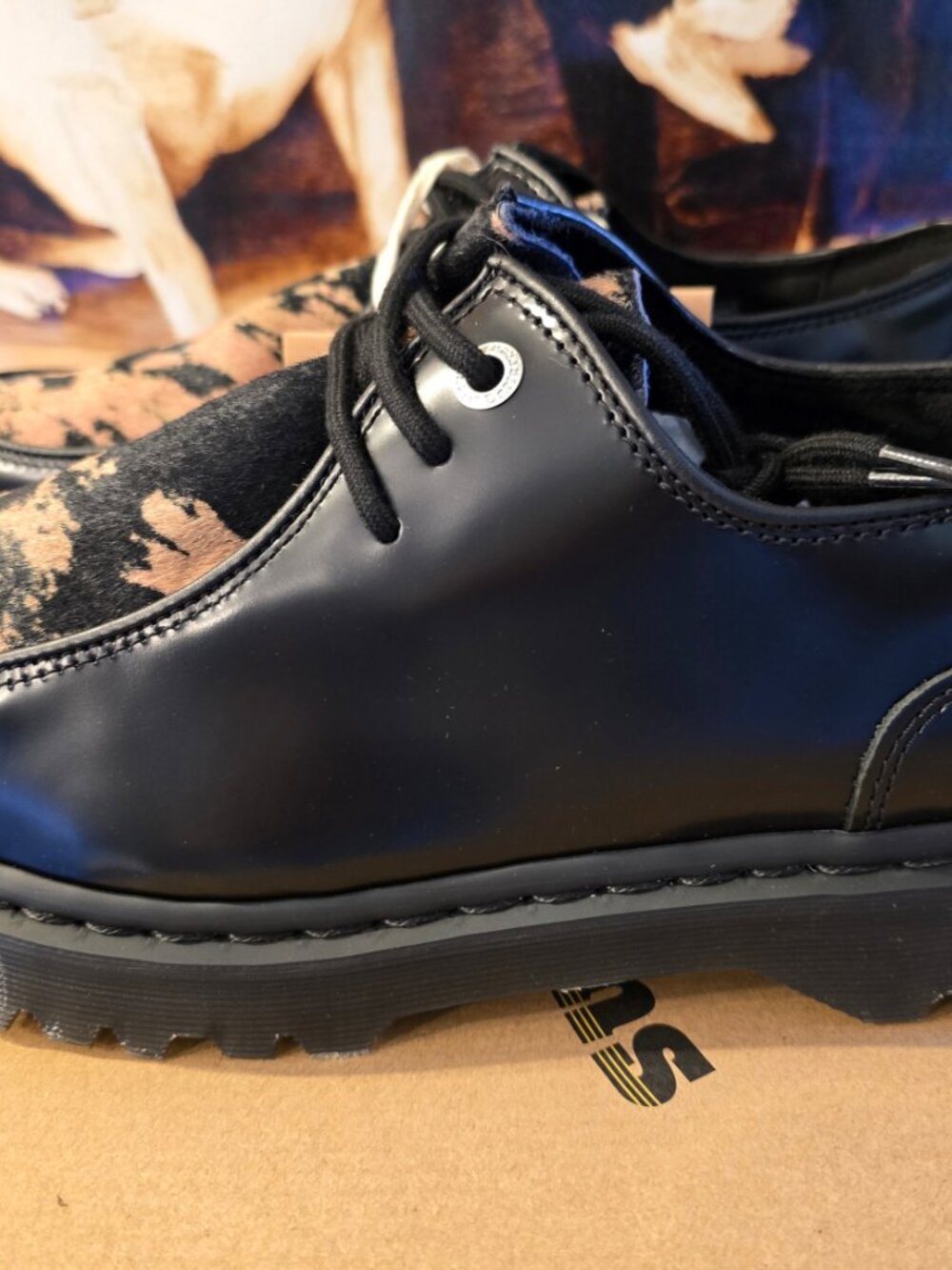 Dr. Martens Zeffir 3I Bex Buttero Hair On Black Leather Shoes Men's Sz 12 US NEW - Picture 3 of 14